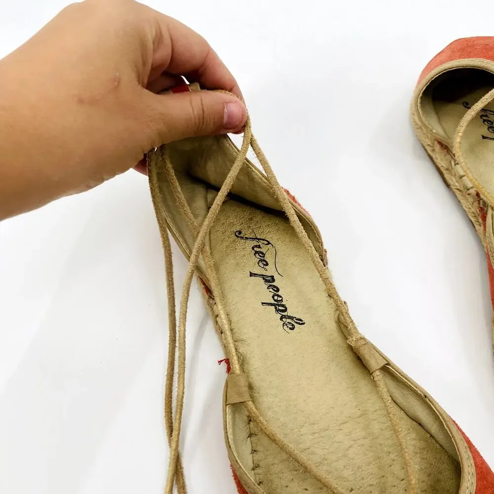 Free People 39 pink Marina Lace Up Espadrille